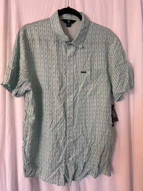 NWT Volcom High Ball shirtMen's Short-Sleeve Button-Up Shirt Size Medium Mint Gr